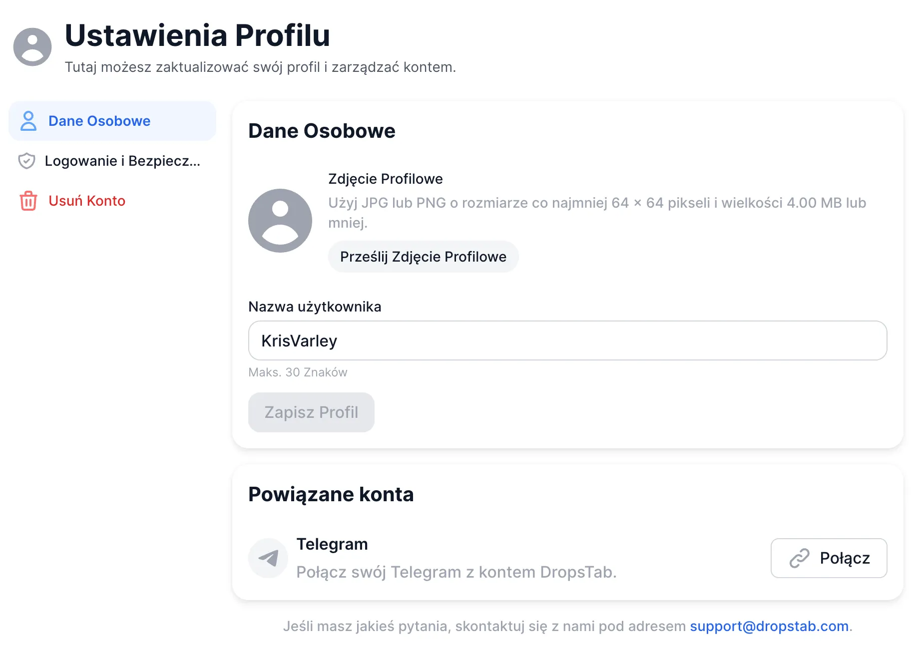 Rejestracja w DropsTab wyłącznie przez e-mail — bez KYC, depozytów i danych bankowych