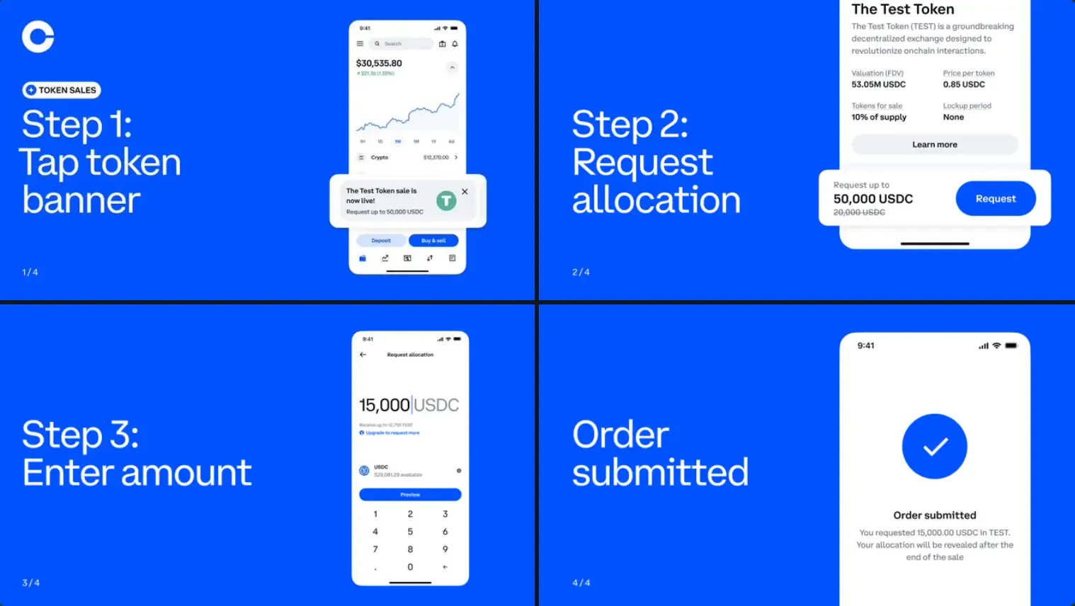 Guía de ventas de tokens de Coinbase paso 2