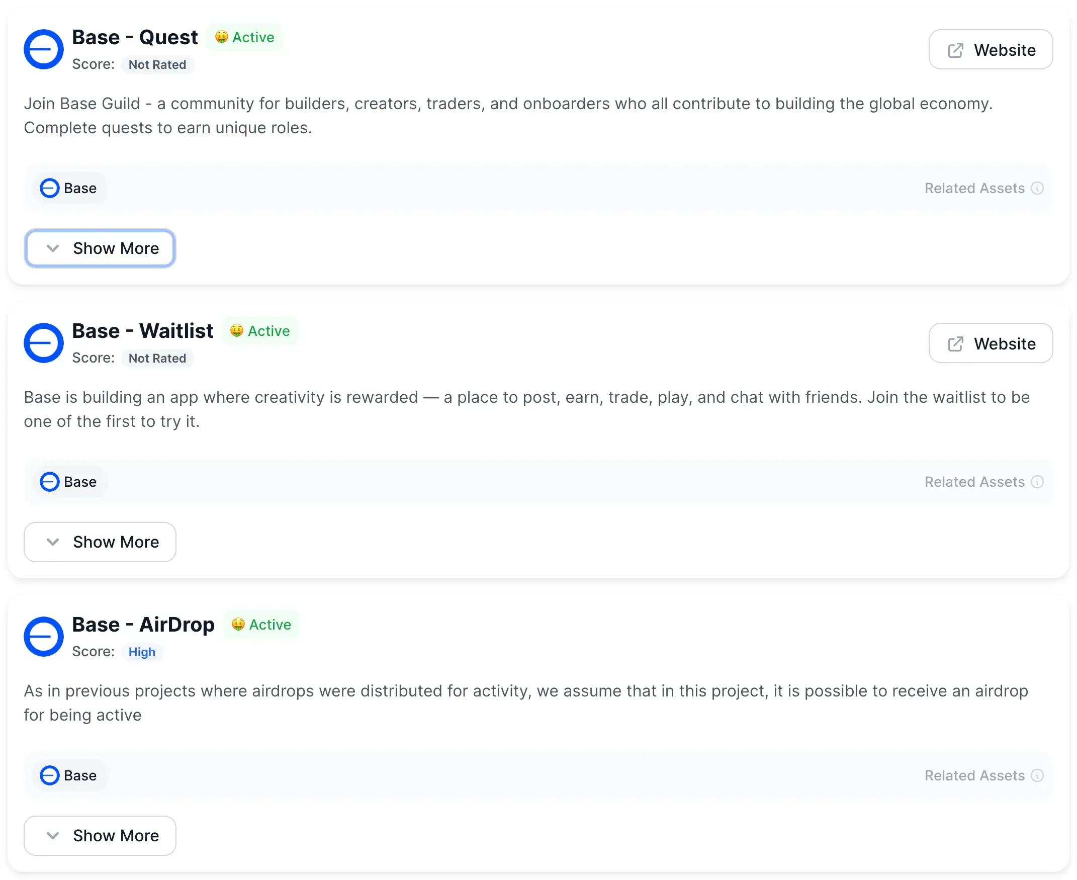 DropsTab — Actividades base y airdrops de tokens